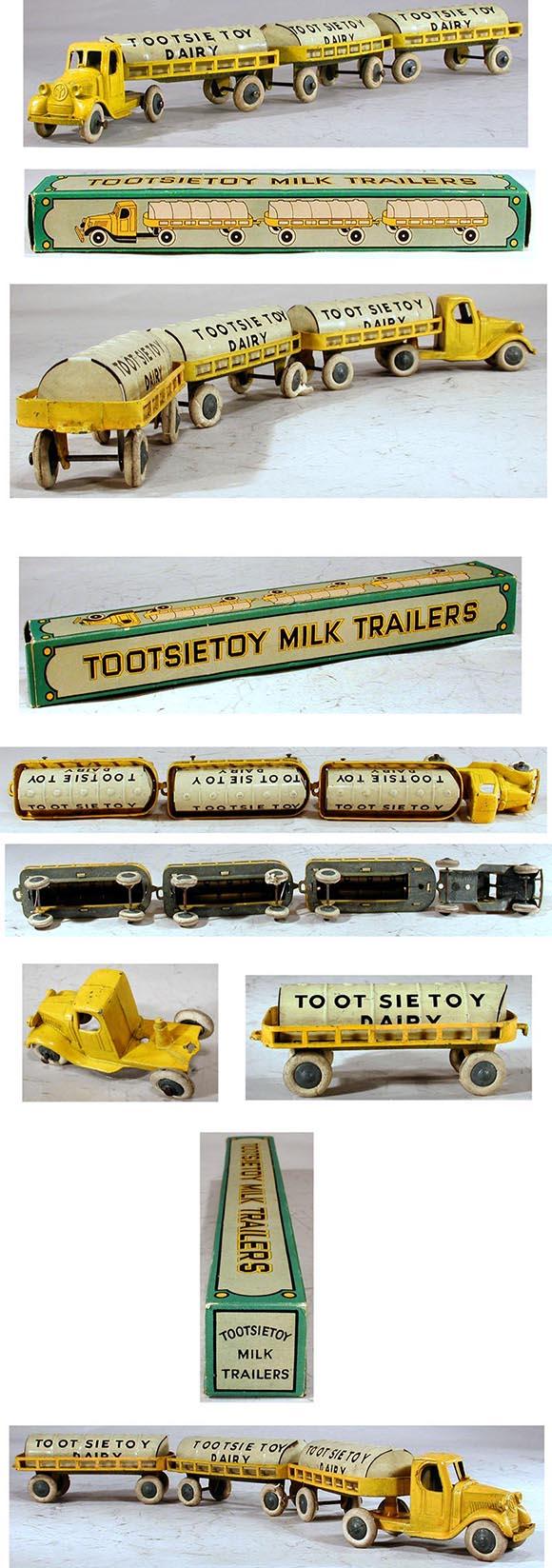 1933 Tootsie Toy, No.192, 4pc. Milk Trailers Set in Original Box